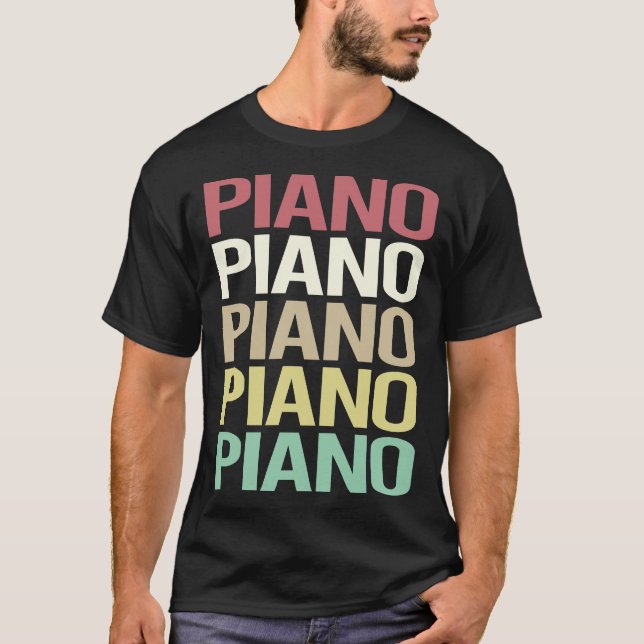 Farbiger Text Pianist T-Shirt (Vorderseite)