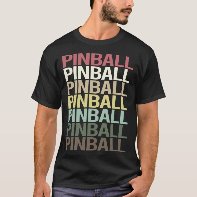 Farbiger Text Pinball T-Shirt (Vorderseite)