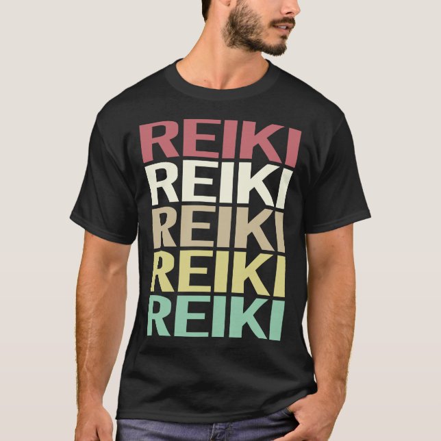 Farbiger Text Reiki T-Shirt (Vorderseite)