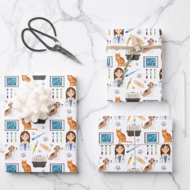 Farbiger Tierarzt Tierarzt Patt Geschenkpapier Set (Vorderseite)