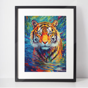 Farbiger Tiger abstrakte Malerei Poster