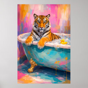 Farbiger Tiger-Badezimmerposter, Abstrakte Tierwan Poster