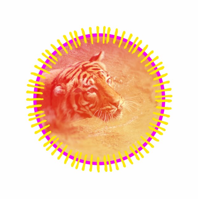 Farbiger Tiger Freistehende Fotoskulptur (Vorne)