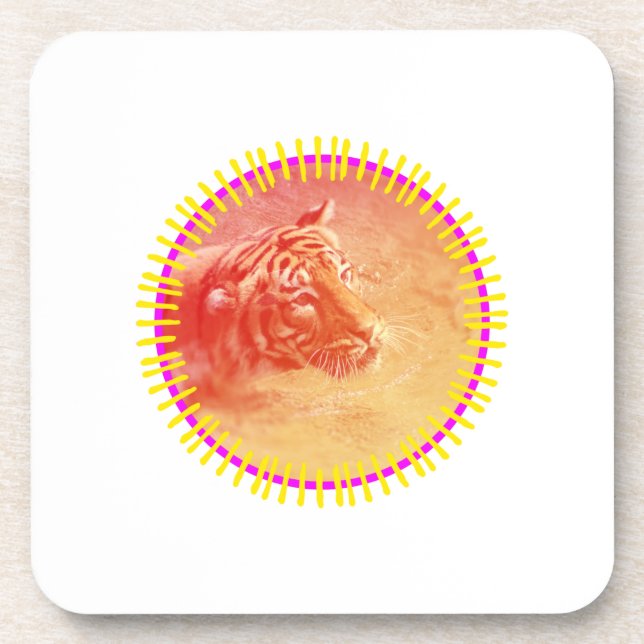 Farbiger Tiger Getränkeuntersetzer (Vorderseite)