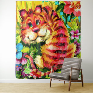 farbiger Tiger Wandteppich