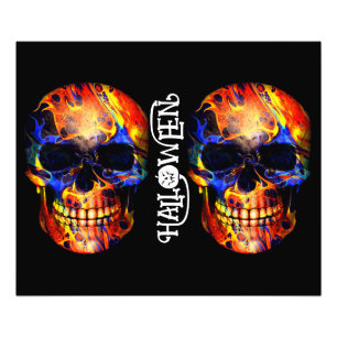 FARBIGER TOTENKOPF SKELETT FRÖHLICHES HALLOWEEN FOTODRUCK
