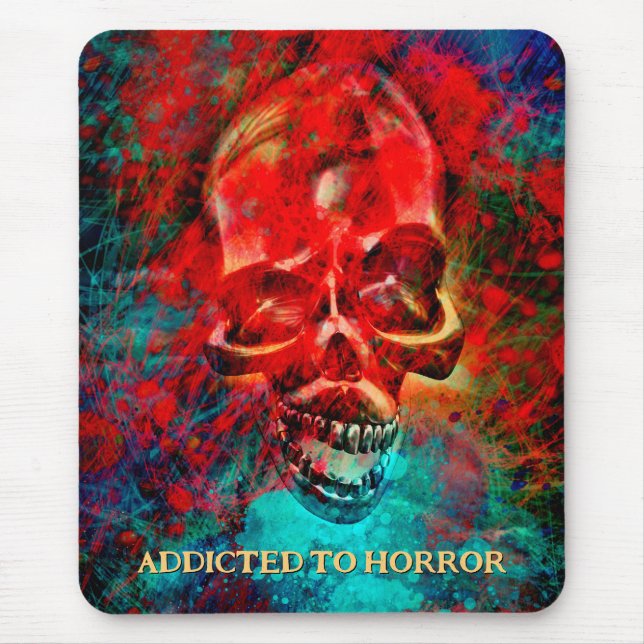 Farbiger Totenkopf. Süchtig nach Horror Mousepad (Vorne)