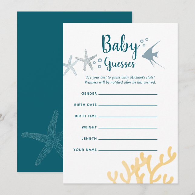Farbiger Trend unter der Sea Baby Dusche Baby Rati Einladung (Vorne/Hinten)