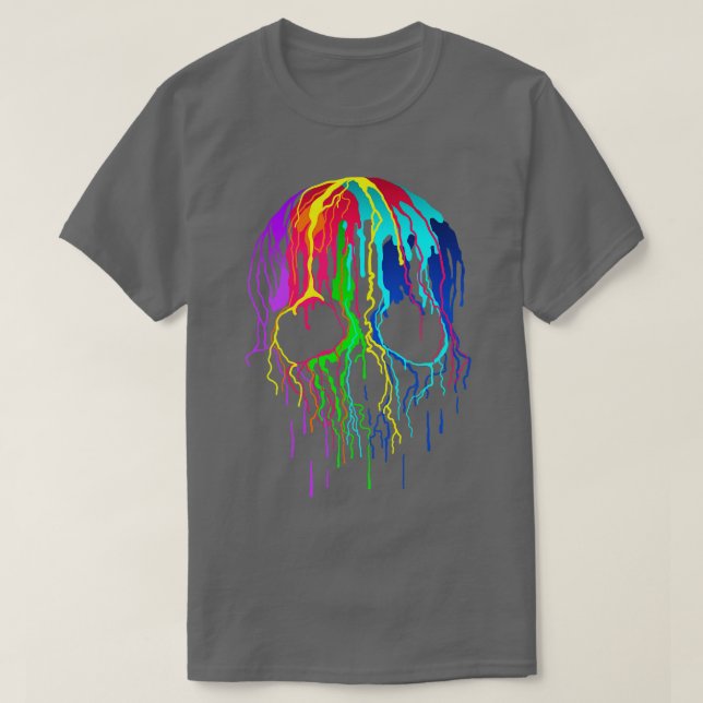 Farbiger Tropfen Skull T-Shirt (Design vorne)