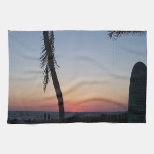Farbiger tropischer Sonnenuntergang auf Küchenhand Geschirrtuch