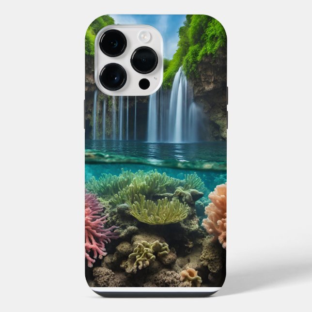 Farbiger tropischer Wasserfall iPhone 14 Pro Max Hülle (Rückseite)