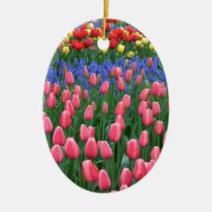 Farbiger Tulpengarten Keramik Ornament
