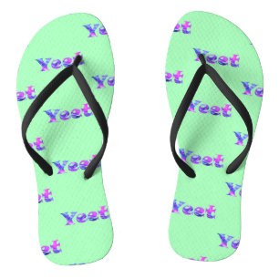 Farbiger Vaporwave Yeet Text Yeeted Viraler Ausdru Flip Flops