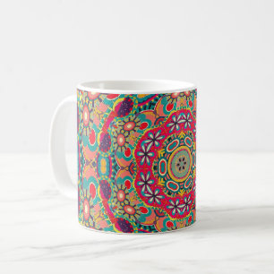 Farbiger Verzierte Kaleidoskop-Mandala-Muster Kaffeetasse