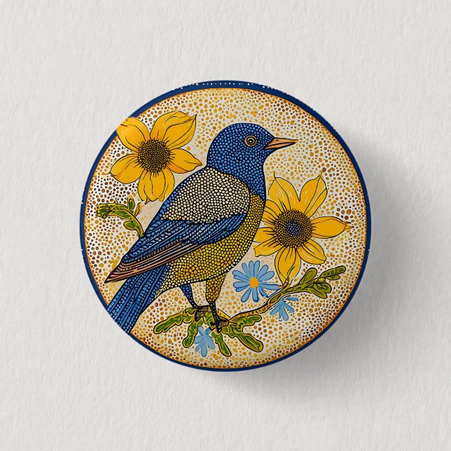 Farbiger Vogel Button (Vorderseite)