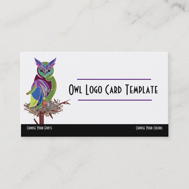 Farbiger Vogel im Nest-Owl-Logo Visitenkarte (Vorderseite)