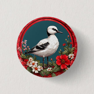 Farbiger Vogel mit Blumenrahmen Button