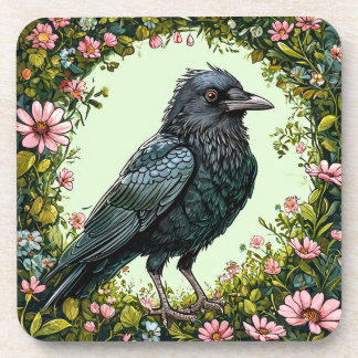 Farbiger Vogel mit Blumenrahmen Getränkeuntersetzer