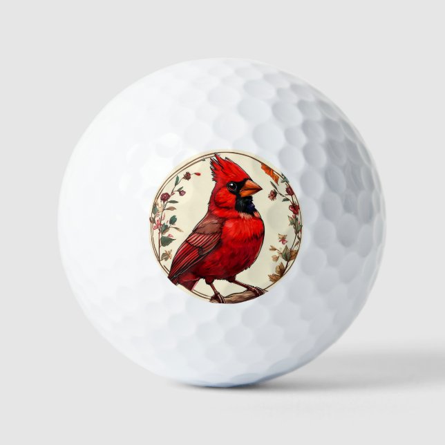 Farbiger Vogel mit Blumenrahmen Golfball (Vorderseite)