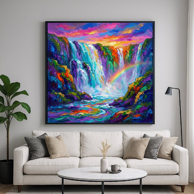 Farbiger Wasserfall - Impasto-Stil Poster (Von Creator hochgeladen)