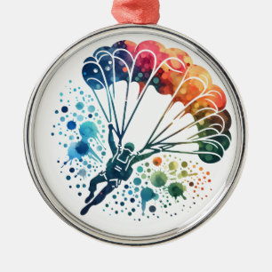 Farbiger Wasserfarben-Fallschirmspringer Ornament Aus Metall