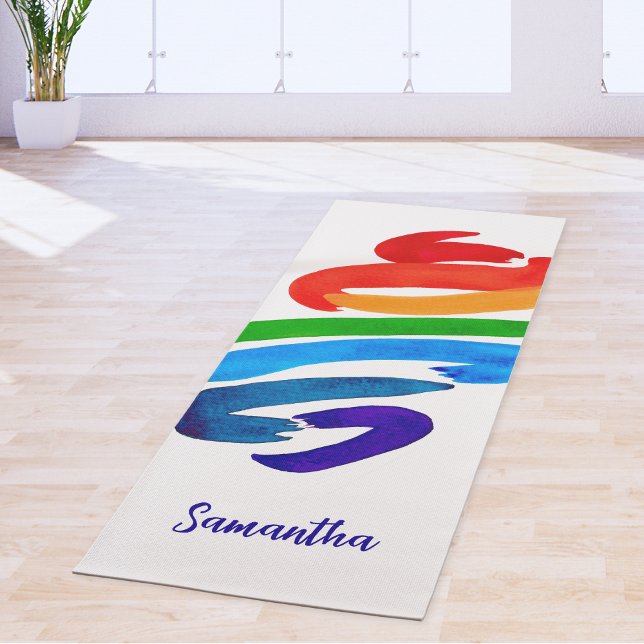 Farbiger Wasserfarben-Name-Monogramm Yogamatte (Von Creator hochgeladen)