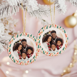 Farbiger Weihnachtsbaum 2-seitiges Foto Keramik Ornament