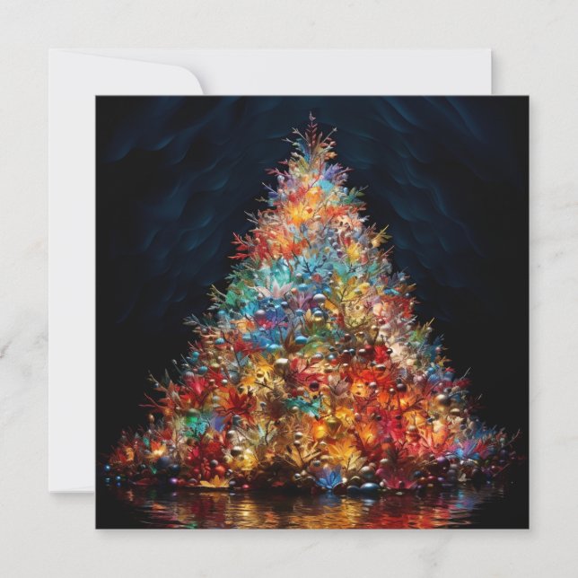 Farbiger Weihnachtsbaum Feiertagskarte (Vorderseite)