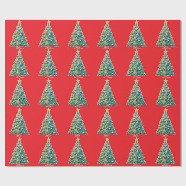 Farbiger Weihnachtsbaum Geschenkpapier (Flach)