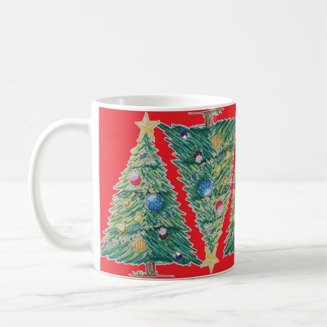 Farbiger Weihnachtsbaum Kaffeetasse (Links)