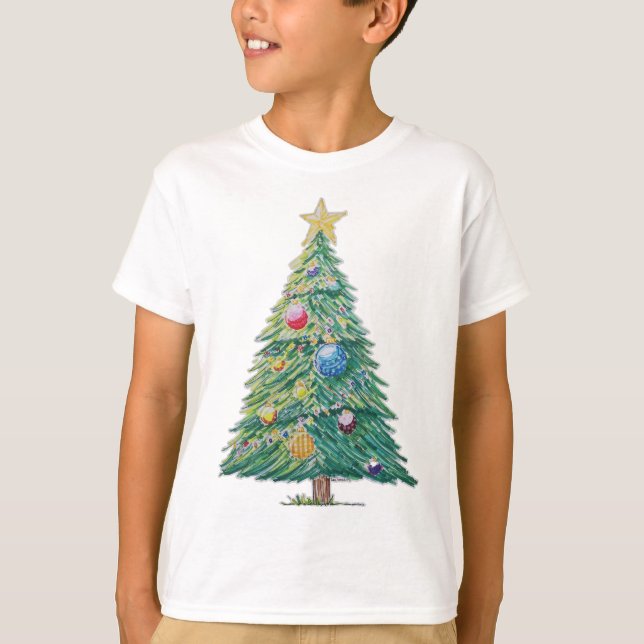 Farbiger Weihnachtsbaum T-Shirt (Vorderseite)