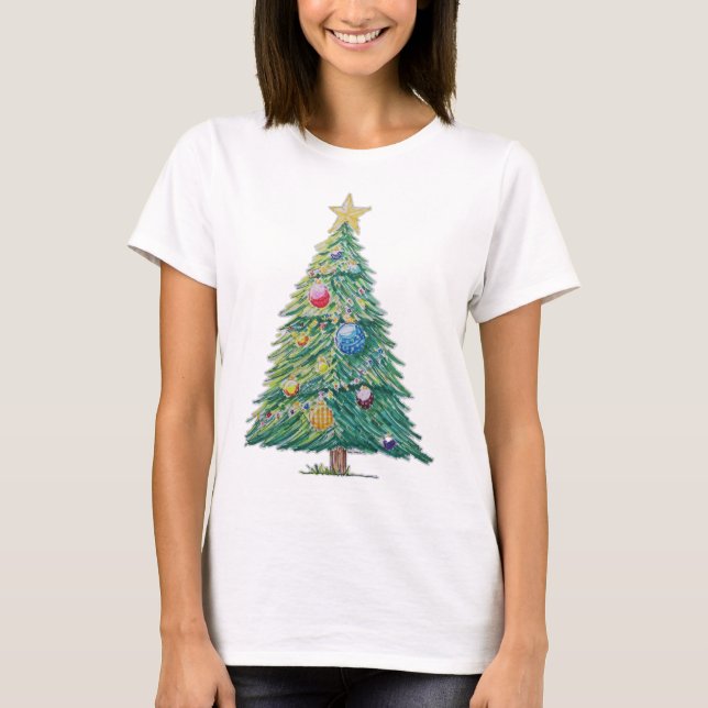Farbiger Weihnachtsbaum T-Shirt (Vorderseite)
