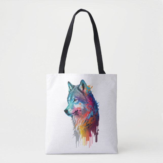 Farbiger Wolf Tasche (Vorderseite)