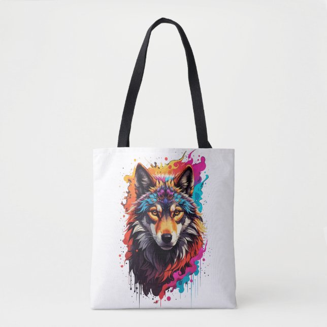 Farbiger Wolf Tasche (Vorderseite)