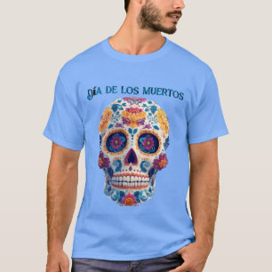 Farbiger Zucker Skull Día de los Muertos T-Shirt