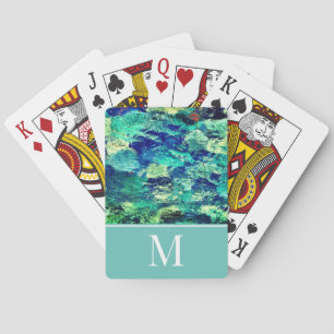 Farbiges Abstrakt Art Foto Aquamarines Monogramm Spielkarten