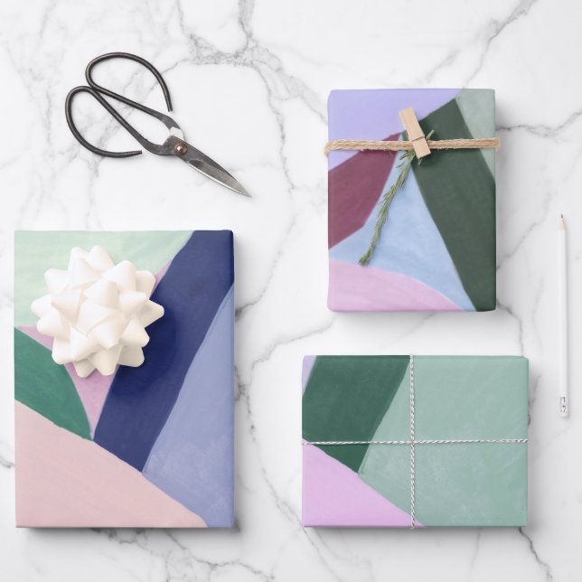 Farbiges Abstrakt Art Wrapping Paper Geschenkpapier Set (Vorderseite)