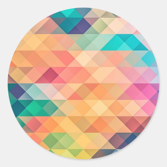 Farbiges Abstrakt geometrisches Muster Runder Aufkleber (Vorderseite)