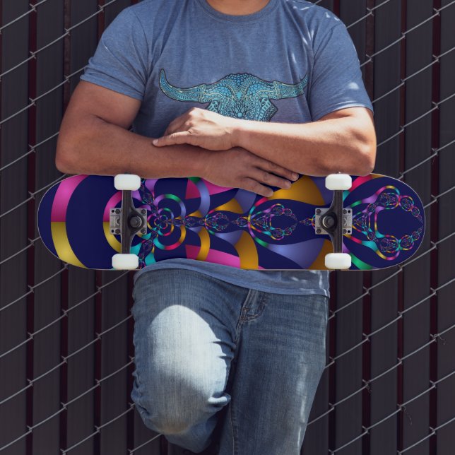 Farbiges Abstrakt geometrisches Muster Skateboard (Außenbereich 3)