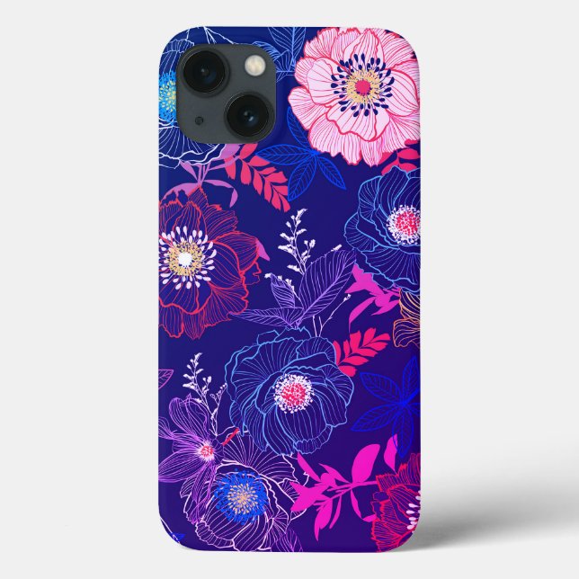 Farbiges Abstraktes Blumendesign Case-Mate iPhone Hülle (Rückseite)