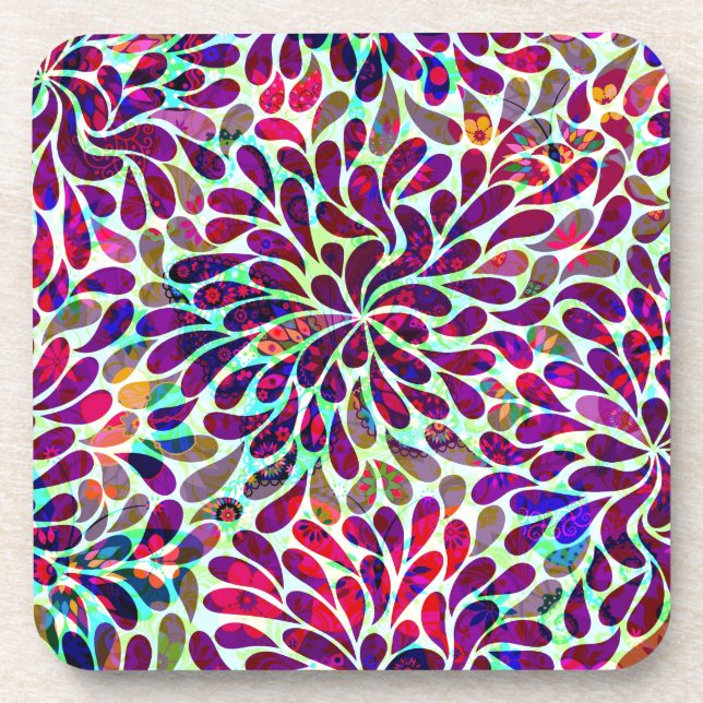 Farbiges Abstraktes Blumendesign Untersetzer (Vorderseite)