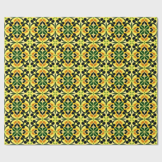 Farbiges Abstraktes Blumenmuster Geschenkpapier (Flach)