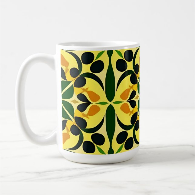 Farbiges Abstraktes Blumenmuster Kaffeetasse (Links)