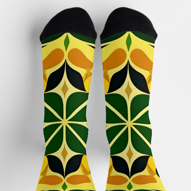 Farbiges Abstraktes Blumenmuster Socken (Oben)