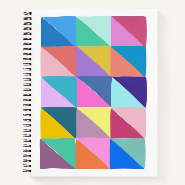 Farbiges Abstraktes geometrisches Triangle-Patchwo Notizbuch (Vorderseite)
