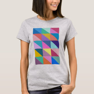 Farbiges Abstraktes geometrisches Triangle-Patchwo T-Shirt