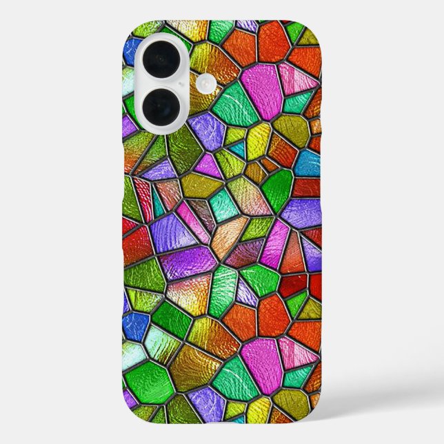 Farbiges Abstraktes Glasfenster iPhone 16 Hülle (Rückseite)
