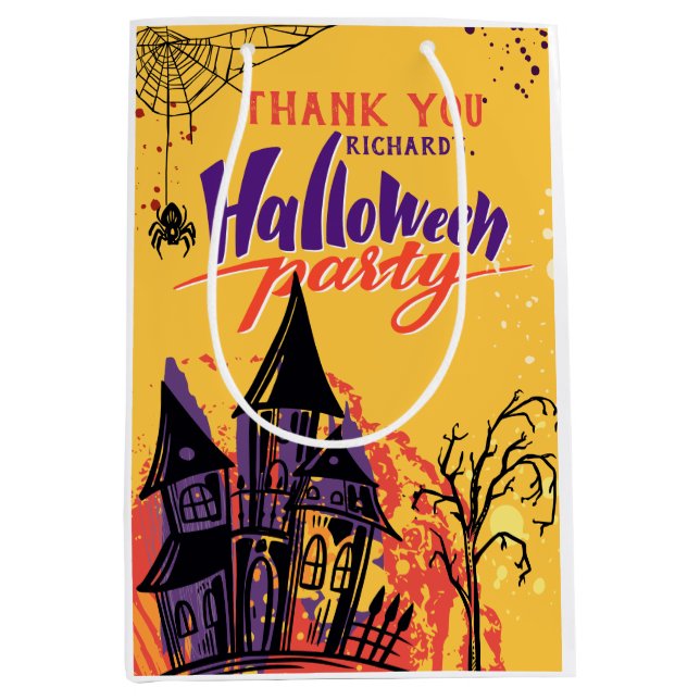 Farbiges Abstraktes Halloween-Party Mittlere Geschenktüte (Vorderseite)