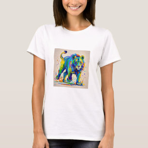Farbiges abstraktes Löwentierkunstdesign T-Shirt
