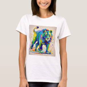 Farbiges abstraktes Löwentierkunstdesign T-Shirt